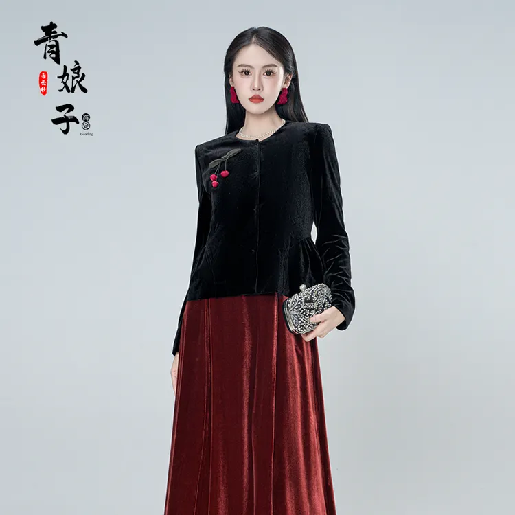 青娘子-（轻羽）新中式百搭长袖时尚唐装显瘦秋冬气质上衣--61256