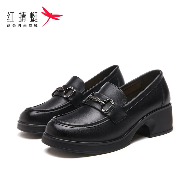 红蜻蜓女鞋乐福鞋真皮牛皮百搭鞋子一脚蹬2024爆款豆豆鞋久站不累商品图