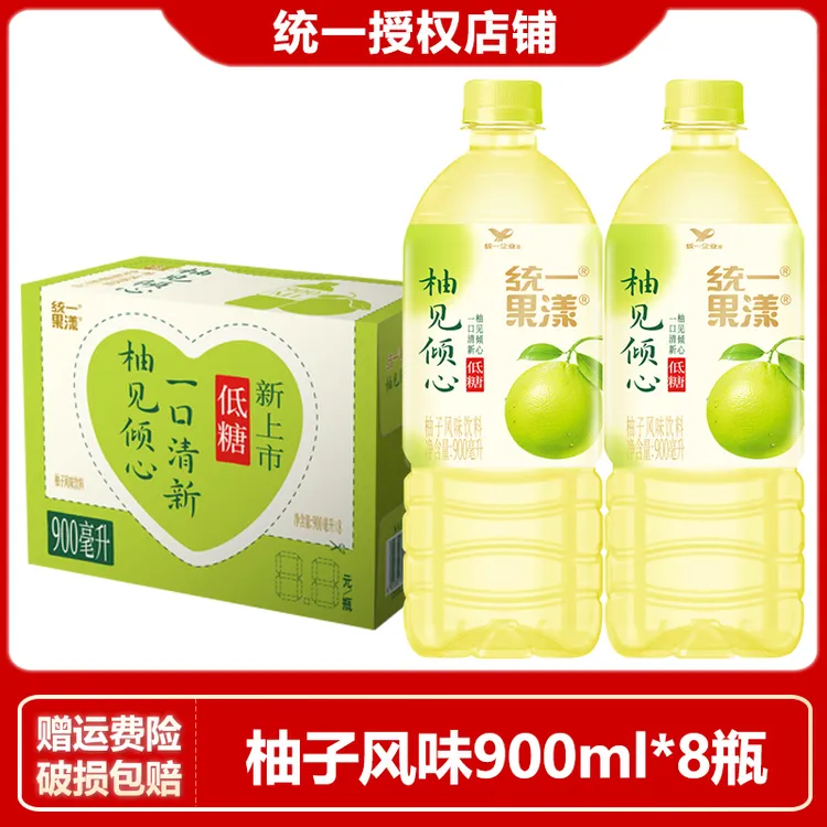 【新品】统一果漾柚见倾心柚子风味900ml*8瓶整箱装低糖果味饮料