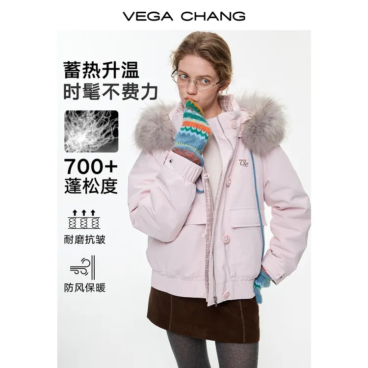 VEGACHANG【松山觅雪】三防90安心绒羽绒服貉子毛领0282LL