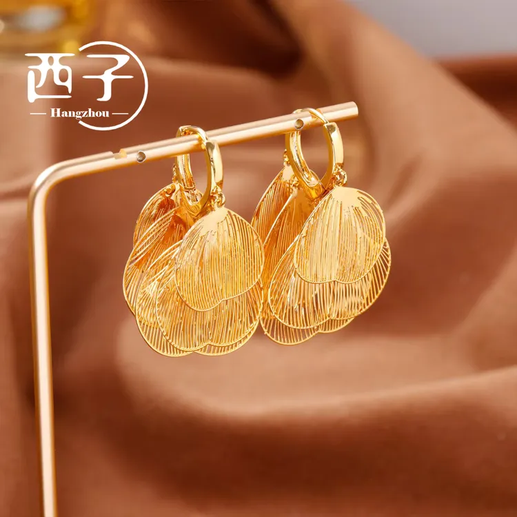 西子饰品高定镀18K金【秋叶轻吟耳扣】高级感2025爆款手工款耳环女