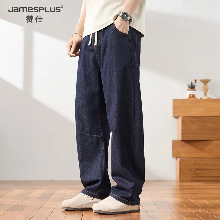 弯刀薄款牛仔裤男2025新款夏季宽松直筒潮牌美式高街百搭休闲裤子