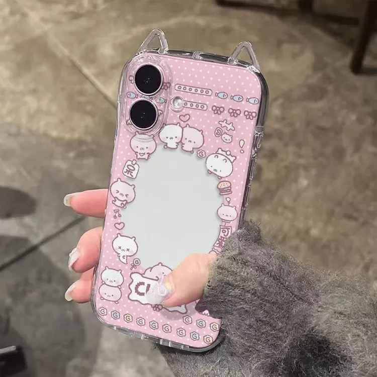 兔丸粉相框适用苹果17手机壳iPhone16pro小蛮腰15卡通13猫耳朵14