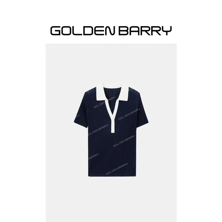 GOLDENBARRY撞色POLO领针织短袖246474