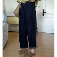 晶咕软软【气球牛仔裤】复古百搭显瘦立体分割线韩系宽松直筒牛仔裤