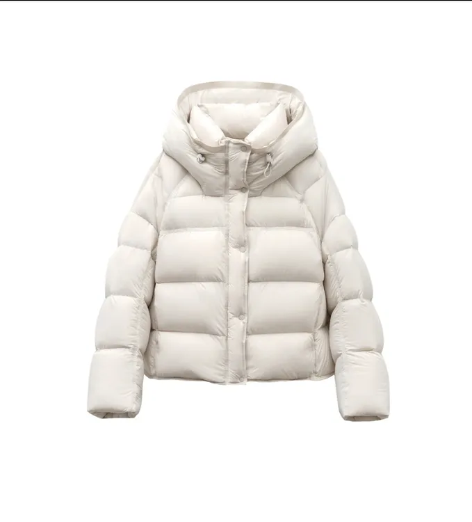 云朵泡芙短款加厚连帽保暖羽绒服女