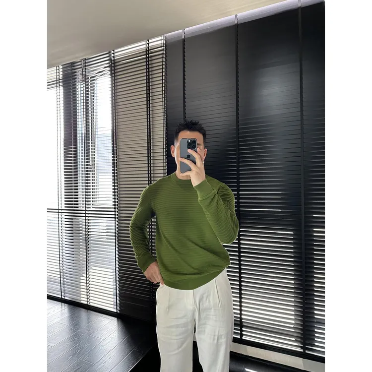 男士秋季新款时尚舒适长袖针织衫潮流高品质轻奢百搭长袖针织衫　　