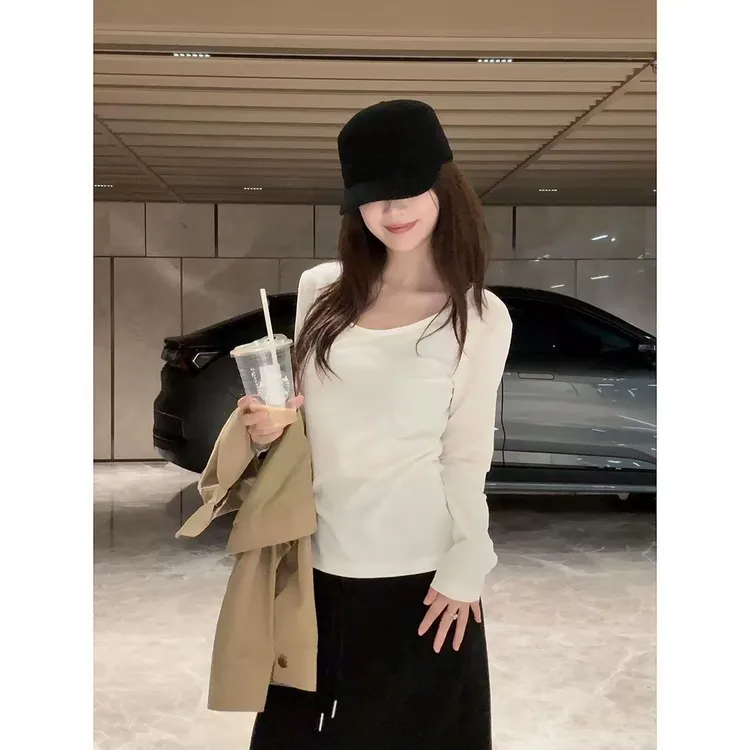 【痘痘私服】|【入秋半永久】卷边领口百搭长袖上衣