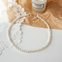 5-6mm天然淡水无核珍珠项链S925银近圆珍珠妈妈链 0781-1