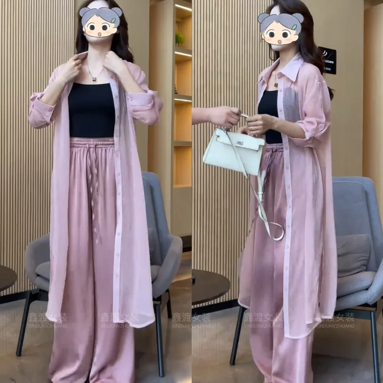 2025春夏新款时尚显瘦气质女士网红洋气两件套百搭款D5224