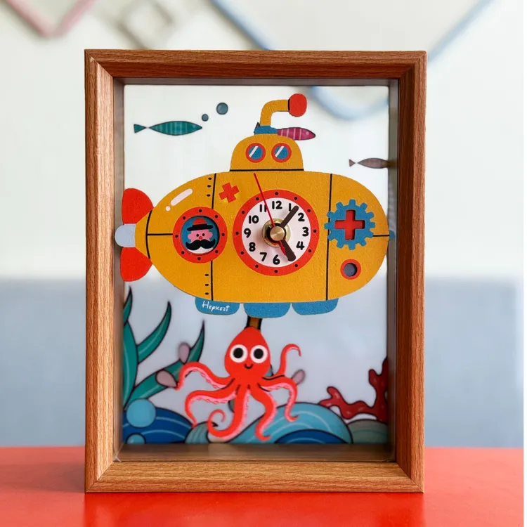 潜艇送礼潮玩拼装3D模型DIY礼物摆钟桌面玩具亲子手工海洋玩具