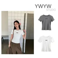 【YWYW25F/W】秋季百搭圆领纯色短袖修身打底T恤5515