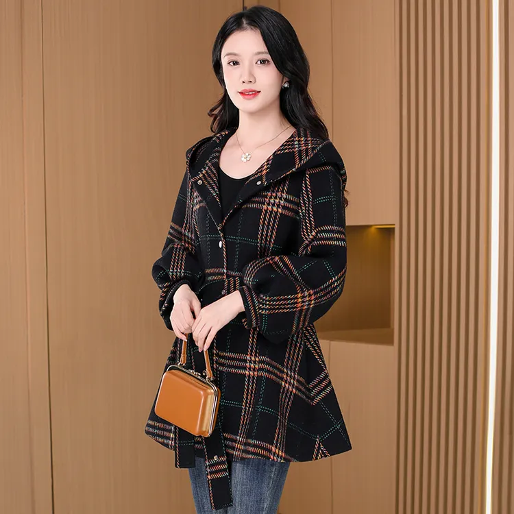 【尚缇歌】小香风毛呢外套女2025新款爆高端减龄小个子妈妈格子风衣