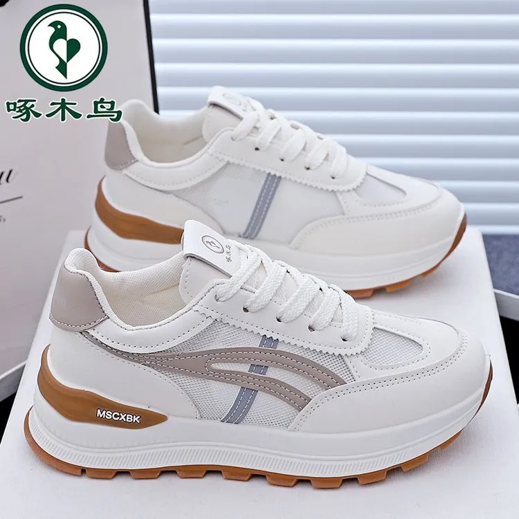啄木鸟正品网面减震运动鞋女2025夏季新款舒适百搭软底休闲跑步鞋