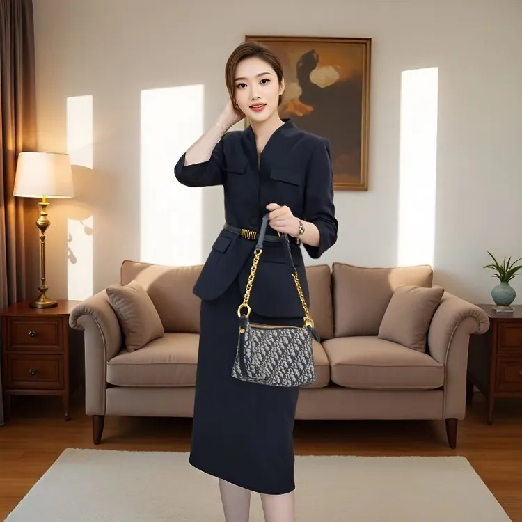 女神范时尚套装简约通勤西装春秋显瘦气质洋气秋季半身裙西装套装