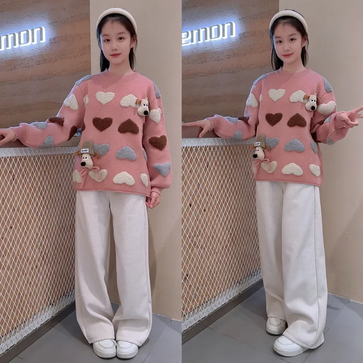 女童加绒直筒裤秋冬装2025新款潮儿童百搭裤子韩版女孩休闲裤洋气