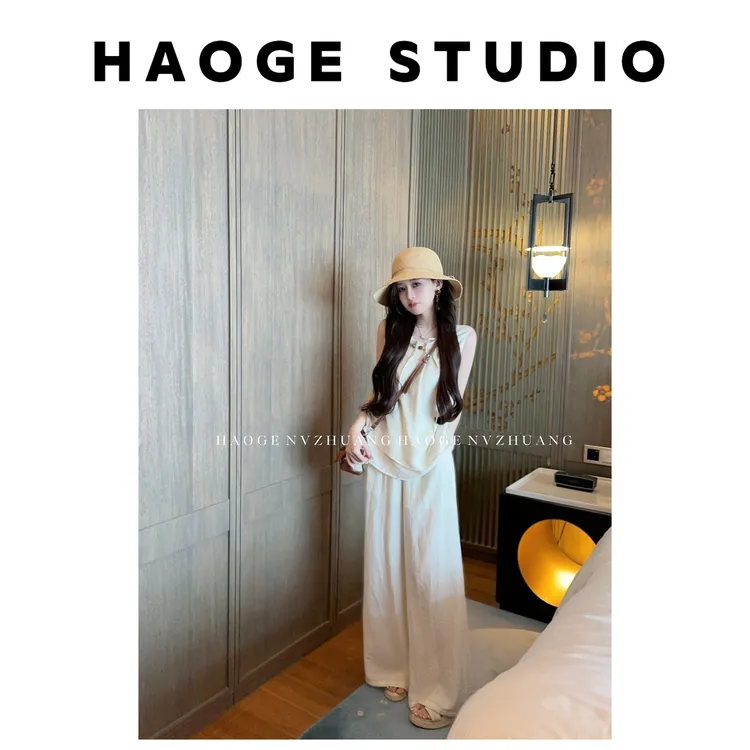 浩哥严选●隐云涧X5TZ1362A上衣+休闲裤预时尚夏季显瘦气质简版款