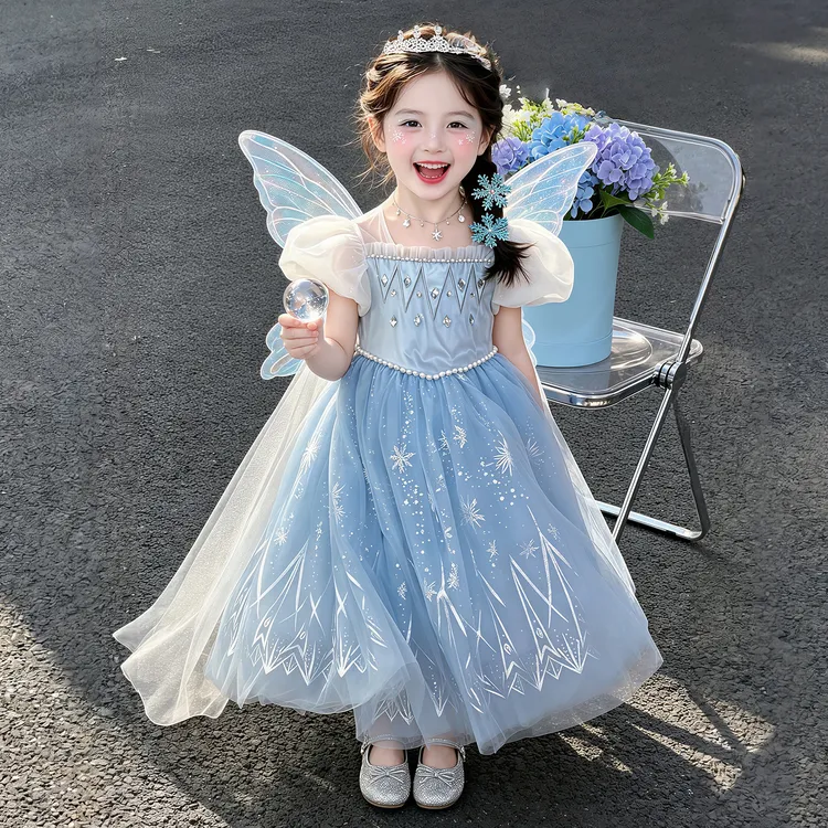 女童爱莎连衣裙夏季2026新款洛丽塔公主裙儿童装艾莎披风生日礼服