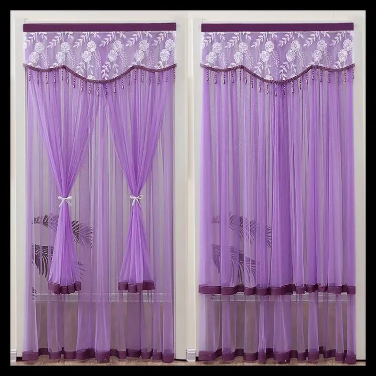 门帘防蚊纱帘卫生间厨房遮挡帘蕾丝隔断帘装饰帘夏季家用卧室房间