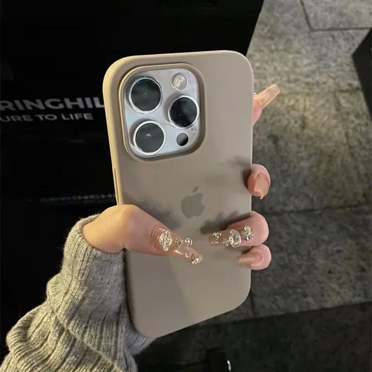 ins高级感卵石色适用苹果16手机壳17promax液态硅胶15软壳14男女