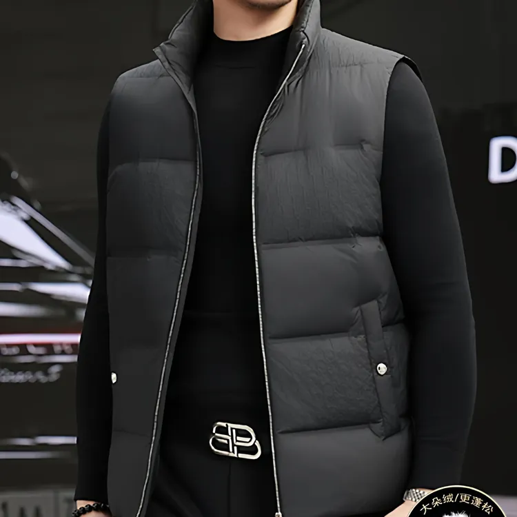 2025冬季新款男士外套潮牌白鸭绒马甲保暖羽绒服休闲立领坎肩背心