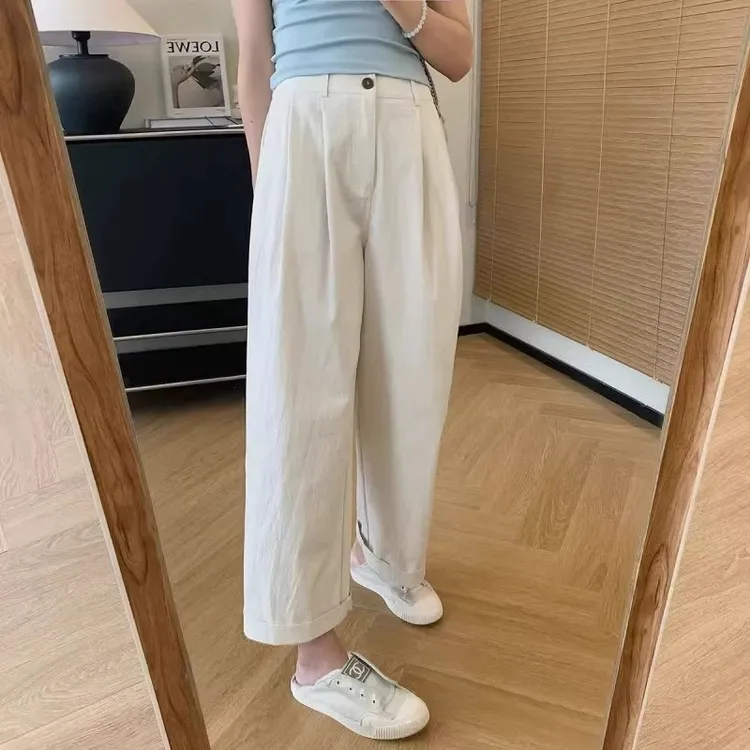 小个子九分直筒裤女夏季薄款宽松显瘦高腰休闲垂感百搭九分阔腿裤