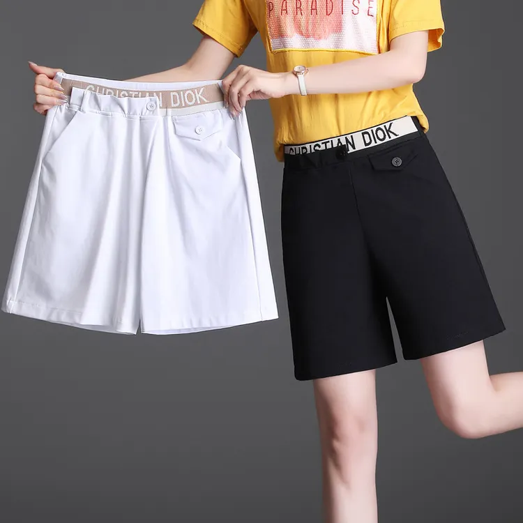 胖mm无简约夏季女装腰带阔腿裤夏日冰爽高腰韓版大码韩版白色裤