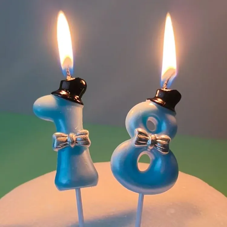 粉色蓝色生日数字蜡烛生日蜡烛用于小公主小王子甜品台蛋糕装扮