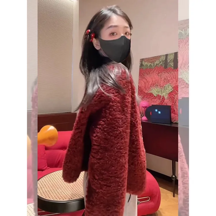 2025新款爆款本命年红色小香风网红小个子短款百搭时尚外套女冬季