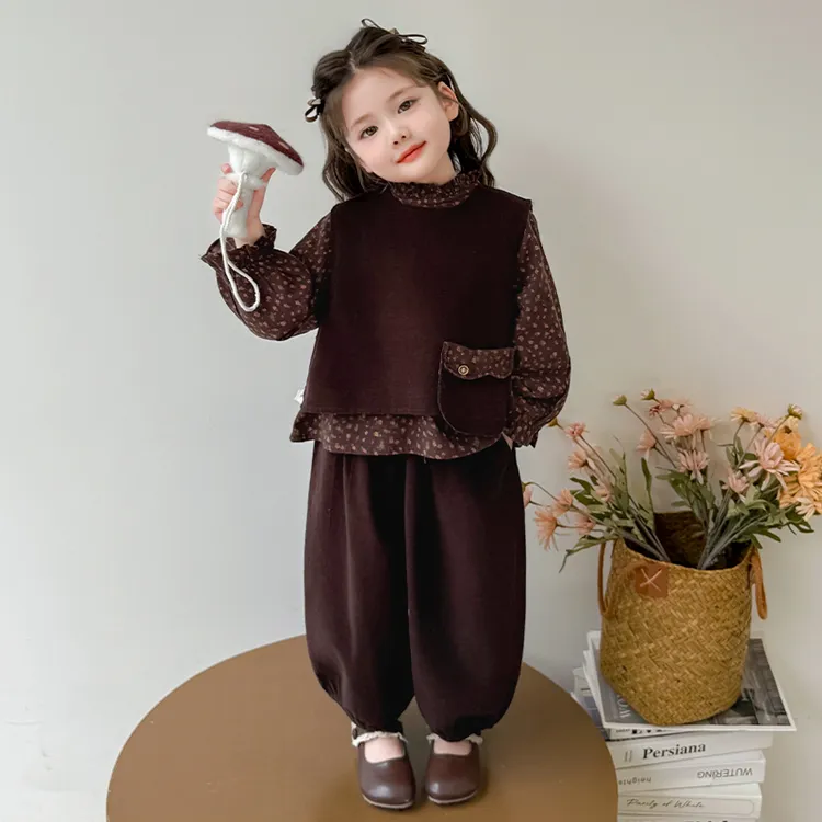 春秋季新款洋气女童2025可爱甜美马甲衬衣套装儿童女宝宝秋装外穿