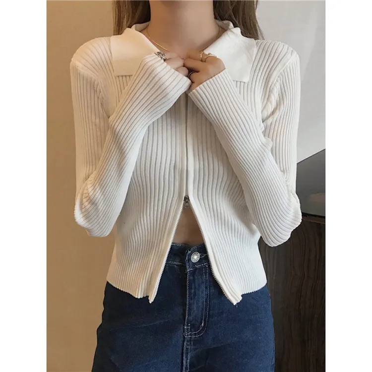 针织长袖毛针织衫花瓣袖针织开衫女装针织衫早秋洋气秋冬上衣