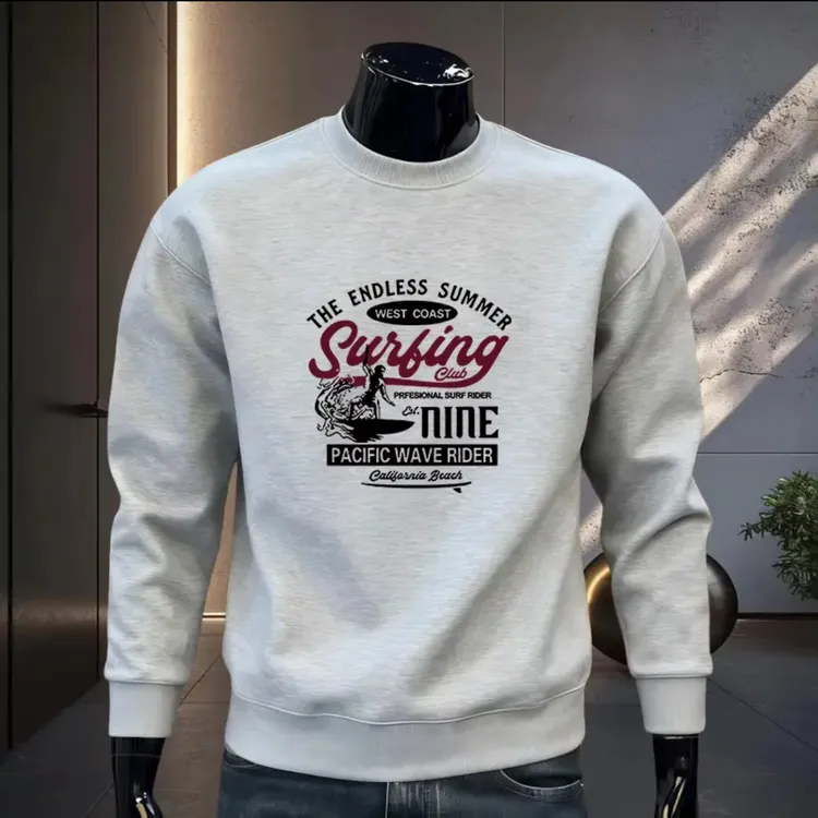 2025秋冬季新款爆款圆领卫衣男士网红潮牌时尚加绒加厚保暖打底衫