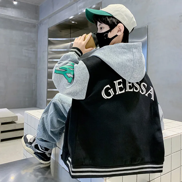 男童外套2025新款春秋季儿童中大童男孩棒球服秋装连帽上衣洋气潮