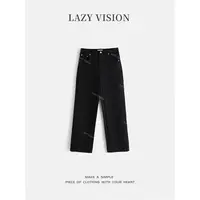 LAZYVISION/土耳其进口磨毛休闲女士直筒牛仔裤ZMD-29766