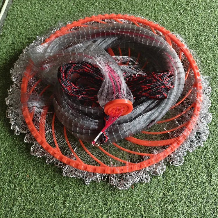 新手首选高强灰进口鱼软丝线齿轮60大飞盘式碳素灰手抛撒网捕鱼网