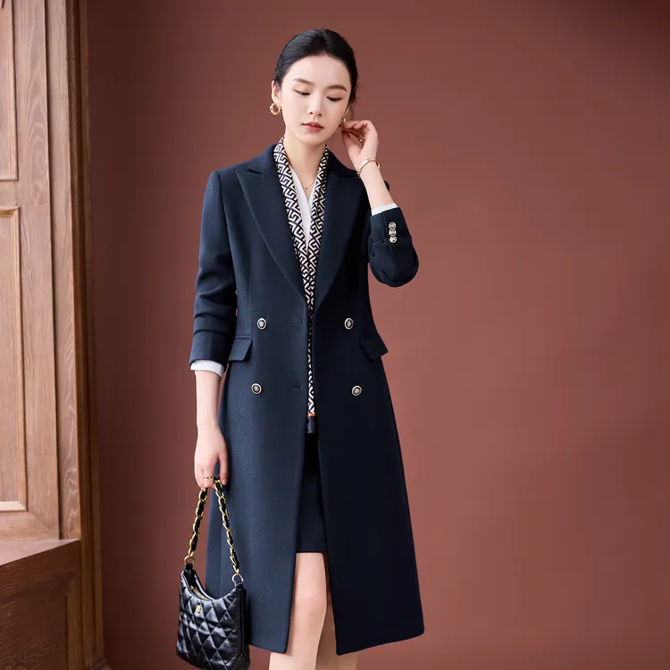 毛呢大衣女中长款秋冬2025新款高级感气质收腰职业西装外套工作服