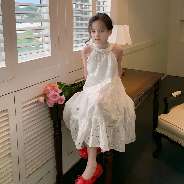女童白色公主裙2025夏季新款儿童装裙子宝宝夏装长裙度假风连衣裙