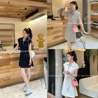 【LIUYI】简约女主~夏季刺绣polo领收腰显瘦连衣裙560222