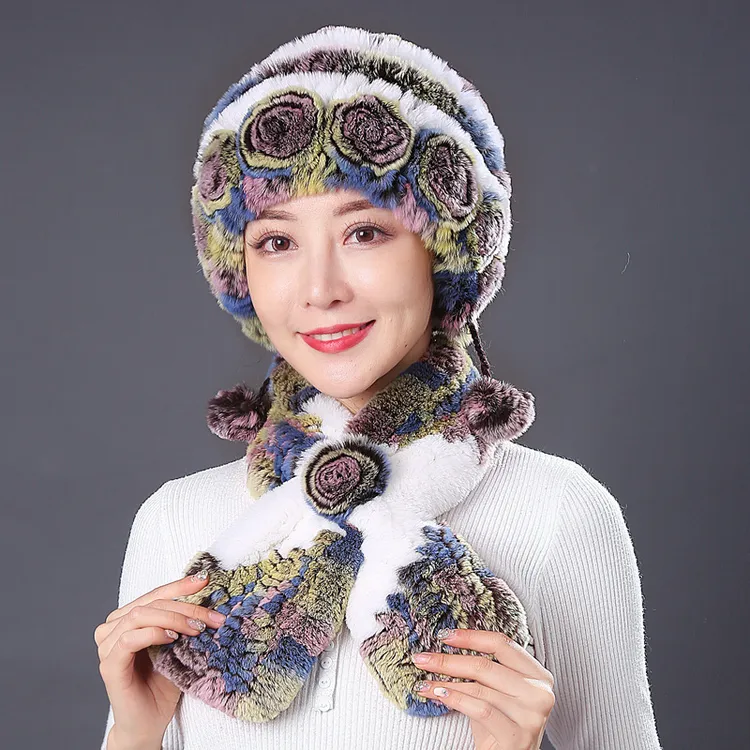 皮草帽子女冬天獭兔毛中老年老太太保暖奶奶帽妈妈帽老人帽毛围巾