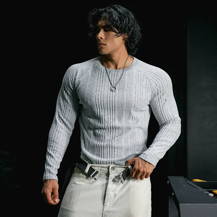 肌肉狗 圆领长袖T恤男秋冬季潮牌内搭休闲跑步健身衣服