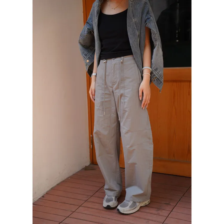 【soso】工装裤女运动伞兵裤春夏秋季结构美式弯刀阔腿裤休闲通勤
