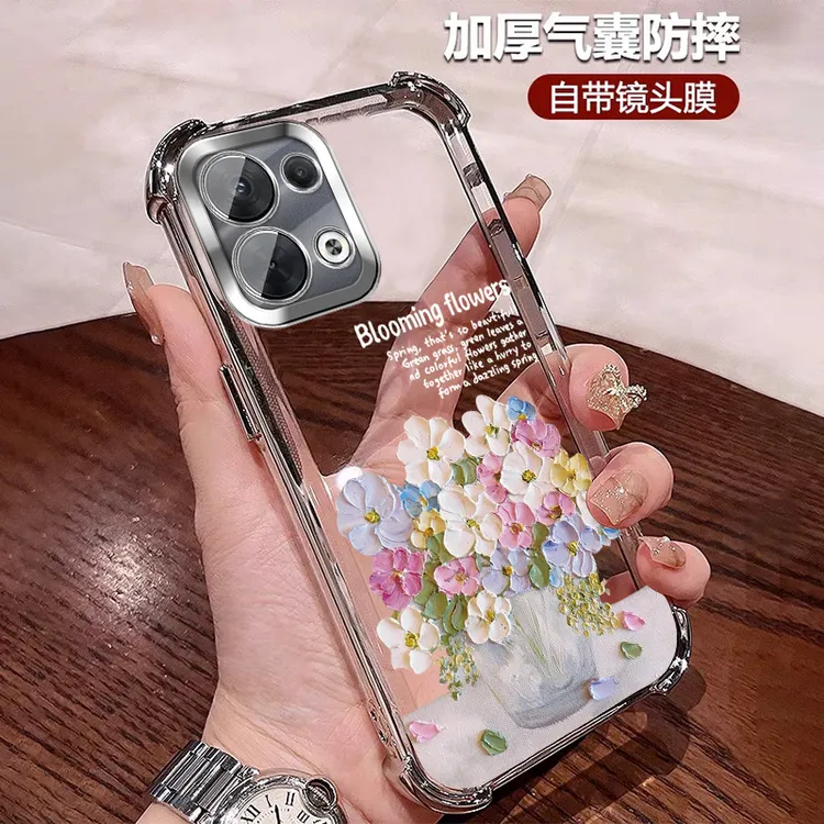 适用OPPOReno13pro手机壳中国风透明四角防摔硅胶自带镜头膜网红