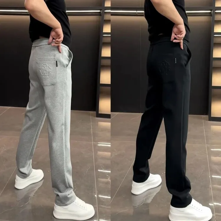 潮牌曼巴棉直筒休闲裤男春季新款欧货轻奢商务长裤修身显高运动裤