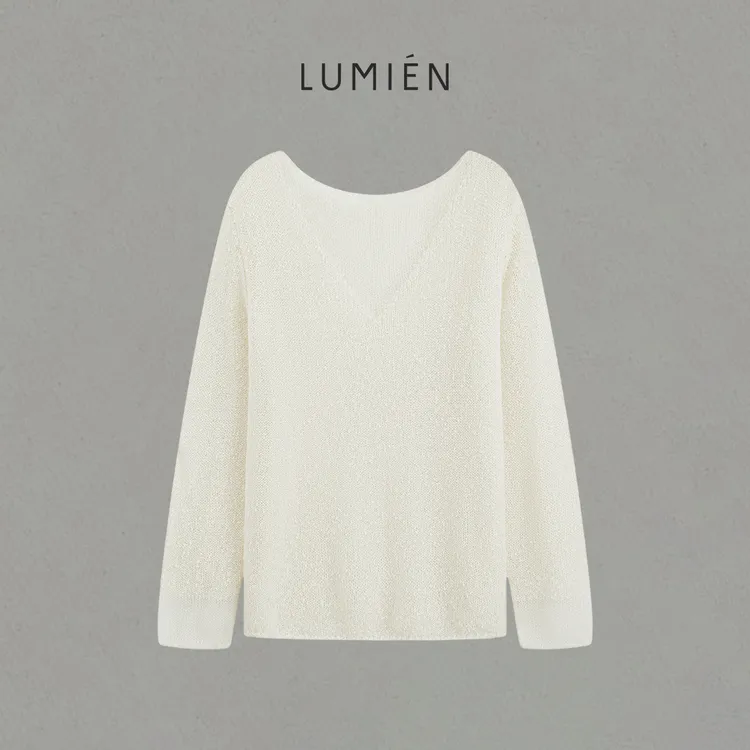【LUMIEN 新品】“絮影若雪”柔软质感V领镂空设计针织衫LX5HSS070