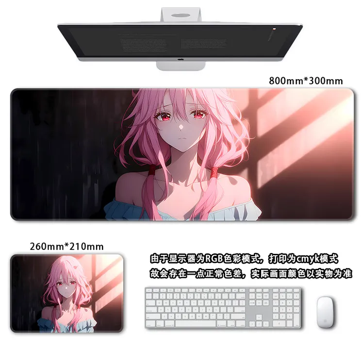 超大加厚防滑电竞游戏鼠标垫卡通动漫图案适配电脑键盘可爱大号