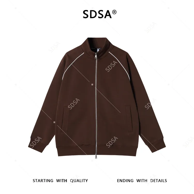 SDSA男士秋冬新款痞帅男装潮牌拉条绒面拉链立领卫衣百搭时尚上衣