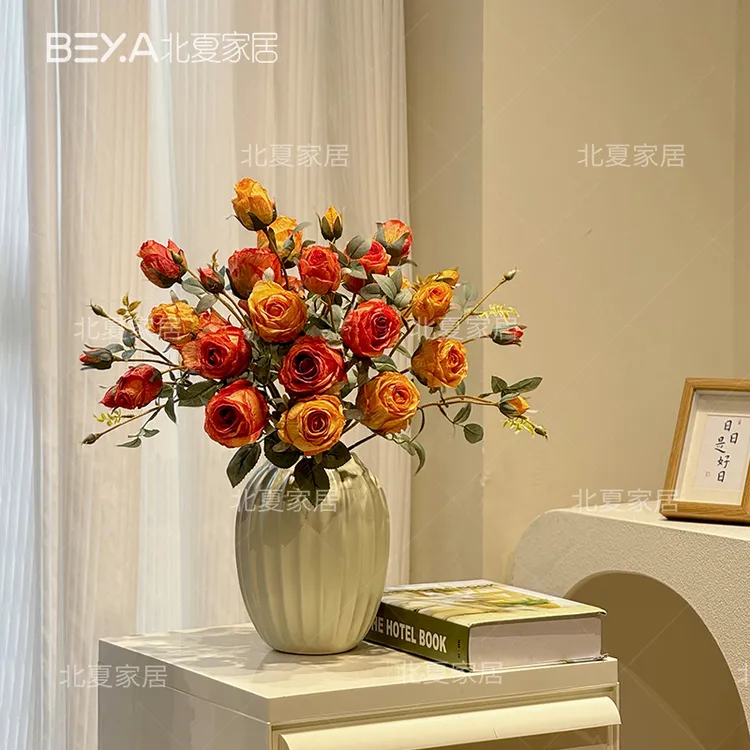 花样年华玫瑰花假花仿真花摆设客厅餐桌装饰花艺摆件干花