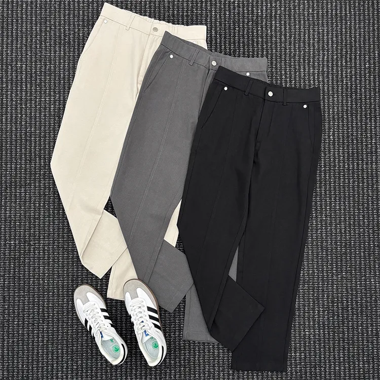 男士新款商务垂感抗皱西裤百搭免烫修身直筒休闲长裤