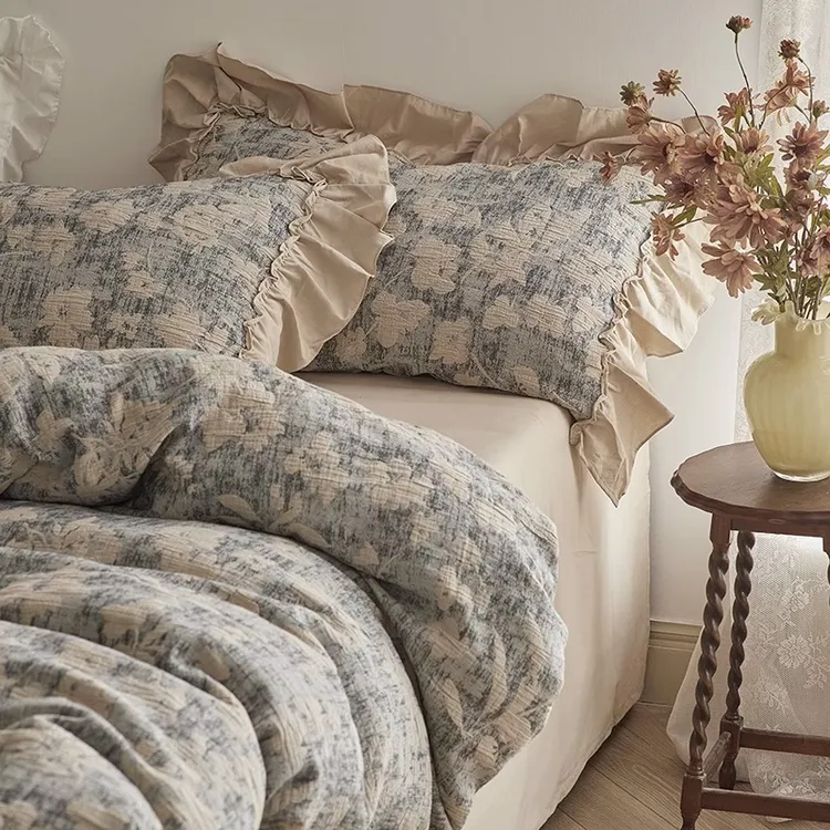 高级感法式复古花床上四件套纯棉全棉轻奢公主风舒适透气床单被套