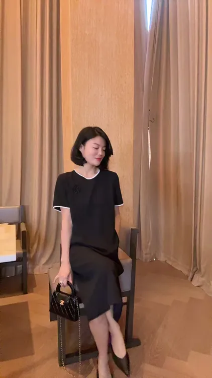 TANTAN 显瘦气质简约纯色连衣裙1906